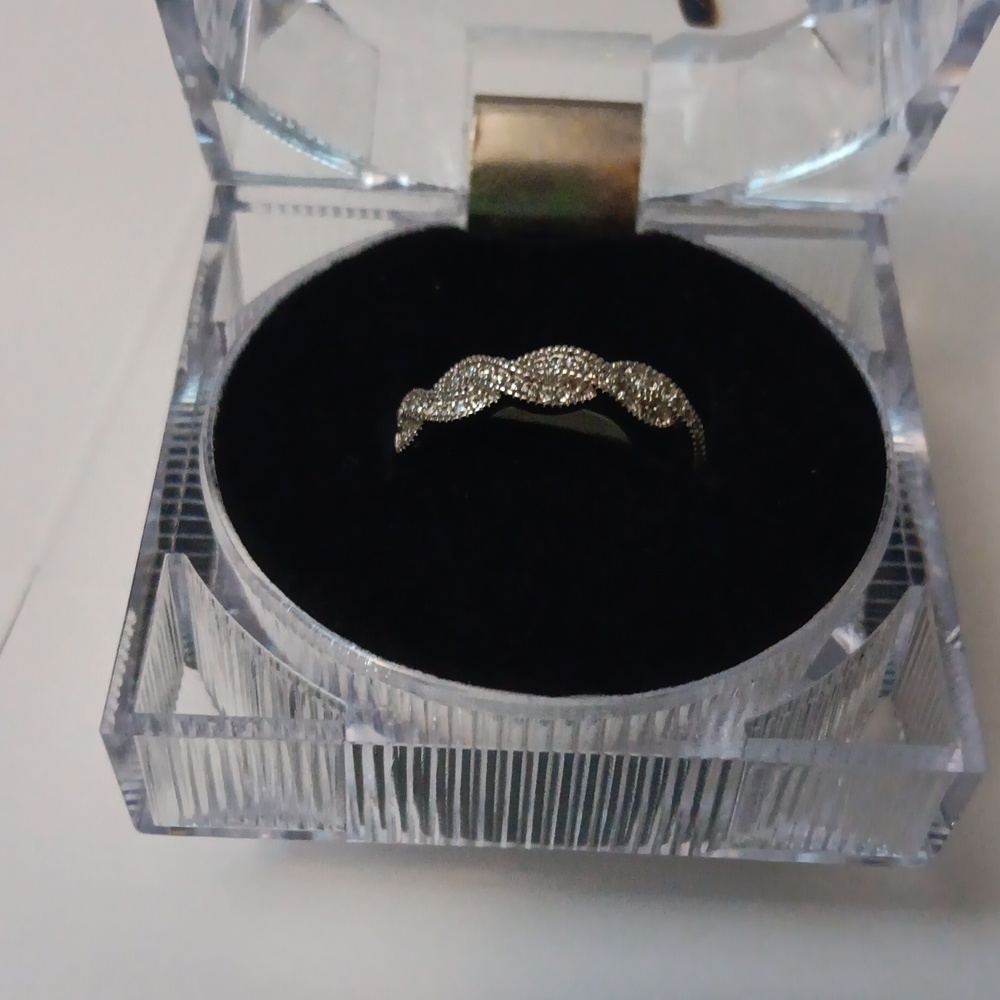 Sterling Silver 925 Round Cubic Zirconia Ladies Anniversary Band Swirl Ring